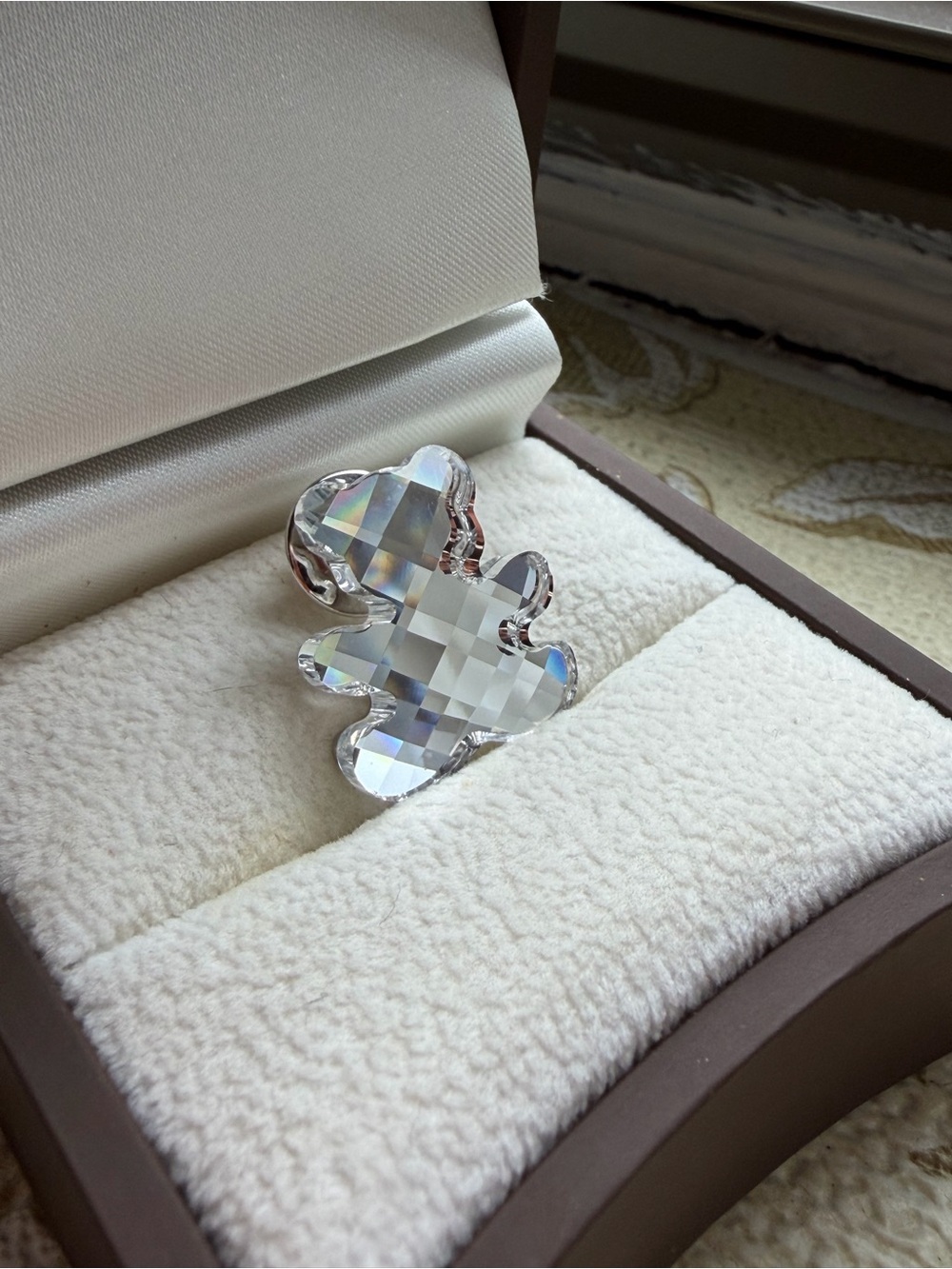 Vintage Signed Swarovski Crystal Memories Teddy Bear Brooch Pin 1997